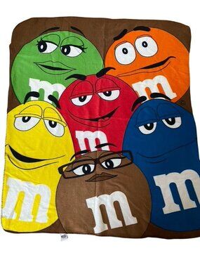 M&M's World Fleece Throw Blanket Candy Chocolate 2014 60" x  50" Novelty  B41